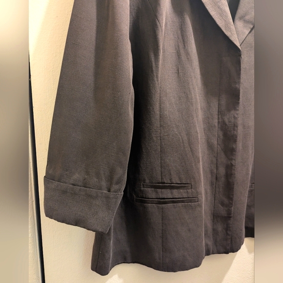 Chico's Brown Silk Linen Blend Blazer Button Front Collar 3/4 Sleeves- 3 (XL/16) - Picture 10 of 16